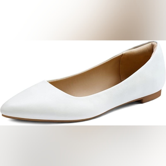 New White Ballet Shoes Balletcore Slipon Pointed Toe Flats Size 9.5 - Picture 3 of 7